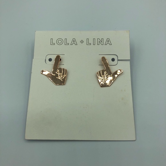 lola + lina Jewelry - Rose Gold Guns Up Earrings- Texas Tech